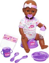 New Born Baby - Babypop - 43 cm - slapende ogen - paars - drink en plasfunctie - babypop