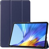 Voor Huawei Honor V6 / MatePad 10.4 inch Universeel Effen Kleur Anti-val Horizontaal Flip Tablet PC Leren Case met Tri-fold Beugel & Slaap / Wakker worden (Blauw)
