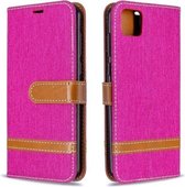 Voor Huawei Y5P / Honor 9S Kleuraanpassing Denim Textuur Horizontale Flip Leren Case met Houder & Kaartsleuven & Portemonnee & Lanyard (Rose Rood)
