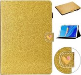Voor Huawei MediaPad M6 8.4 Glitter Poeder Liefde Gesp Horizontale Flip Leren Case met Houder & Kaartsleuven (Goud)