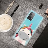 Voor Samsung Galaxy A32 5G gekleurd tekeningpatroon zeer transparant TPU beschermhoes (dikke eenhoorn)