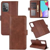 Voor Samsung Galaxy A52 5G dubbelzijdige magnetische gesp horizontale flip lederen tas met houder & kaartsleuven & portemonnee (bruin)