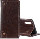 Voor Galaxy A70s Koperen Gesp Nappa Textuur Horizontale Flip Leren Case met Houder & Kaartsleuven & Portemonnee (Koffie)