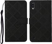 Voor Samsung Galaxy A10 / M10 etnische stijl reliëf patroon horizontale flip lederen tas met houder & kaartsleuven & portemonnee & lanyard (zwart)