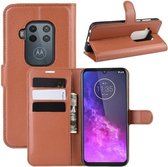 Voor Motorola One Zoom Litchi Texture Horizontale Flip Leren Case met Portemonnee & Houder & Kaartsleuven (Bruin)