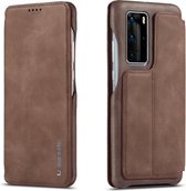 Voor Huwei P40 Pro LC.IMEEKE Hon Ancient Series horizontale flip lederen tas met houder en kaartsleuf (koffie)
