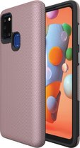 Voor Samsung Galaxy A21s Triangle Armor Texture TPU + PC Case (Rose Gold)