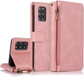 Voor Samsung Galaxy S20 + Skin-feel Crazy Horse Texture Rits Portemonnee Tas Horizontale Flip Leren Case met Houder & Kaartsleuven & Portemonnee & Lanyard (Rose Goud)