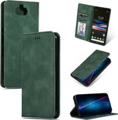 Retro Skin Feel Business Magnetische Horizontale Flip Leren Case voor Sony Xperia 10 Plus & Xperia XA3 Ultra (Legergroen)