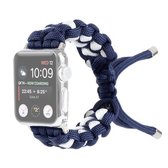 Gevlochten Paraplukoord Horlogebandje voor Apple Watch Series 6 & SE & 5 & 4 44 mm / 3 & 2 & 1 42 mm (donkerblauw)