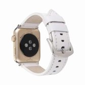 Kalfsleer lederen horlogeband voor Apple Watch Series 6 & SE & 5 & 4 44 mm / 3 & 2 & 1 42 mm (wit)