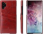 Fierre Shann Retro Oil Wax Texture PU lederen tas met kaartsleuven voor Galaxy Note 10+ (bruin)