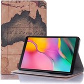 Cartografische textuur horizontale flip lederen tas met houder & kaartsleuven & portemonnee voor Galaxy Tab A 8.0 (2019) (zwart + oranje)