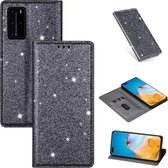 Voor Huawei P40 Pro Ultradunne Glitter Magnetische Horizontale Flip Leren Case met Houder & Kaartsleuven (Grijs)