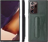 Voor Samsung Galaxy Note20 Ultra Fierre Shann volledige dekking lederen beschermhoes met houder en kaartsleuf (groen)