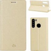 Voor Samsung Galaxy A21 ViLi DMX-54 schokbestendig TPU + PU-leer Magnetische aantrekkingskracht Horizontale flip beschermhoes met kaartsleuven en houder (champagne goud)