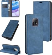 Voor Xiaomi Redmi 10X Pro 5G / 10X 5G Retro-skin Business magnetische zuig lederen tas met houder & kaartsleuven & portemonnee (donkerblauw)