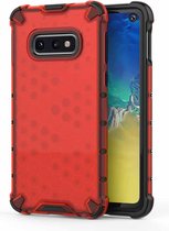 Schokbestendige honingraat pc + tpu beschermhoes voor Galaxy S10e (rood)