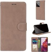 Voor Samsung Galaxy S21 Ultra 5G Retro Frosted Horizontale Flip PU lederen tas met houder & kaartsleuven & portemonnee & fotolijst (beige)