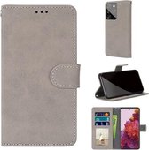 Voor Samsung Galaxy S21 Ultra 5G Retro Frosted Horizontale Flip PU lederen tas met houder & kaartsleuven & portemonnee & fotolijst (grijs)