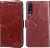 Voor Samsung Galaxy A70 Geometrische stiksels Horizontale flip TPU + PU lederen tas met houder & kaartsleuven en portemonnee (donkerbruin)