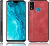 Voor Huawei Honor 9X Lite Schokbestendig Naaien Koe Patroon Huid PC + PU + TPU Case (Rood)