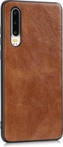 Voor Huawei P30 Crazy Horse Getextureerd Kalfsleer PU + PC + TPU Case (Bruin)