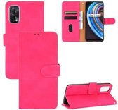 Voor OPPO Realme X7 Effen Kleur Huidgevoel Magnetische Gesp Horizontale Flip Kalftextuur PU Lederen Case met Houder & Kaartsleuven & Portemonnee (Rose Rood)