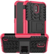 Voor Nokia 1.3 Tyre Texture Shockproof TPU + PC beschermhoes met houder (Rose Red)