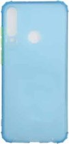 Voor Huawei Y6p Kleurknop Doorschijnend Frosted TPU Vierhoekig Airbag Schokbestendig Hoesje (Blauw)