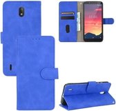 Voor Nokia C2 Effen Kleur Huid Voel Magnetische Gesp Horizontale Flip Kalf Textuur PU Lederen Case met Houder & Kaartsleuven & Portemonnee (Blauw)
