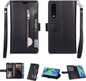 Voor Samsung Galaxy A90 5G Multifunctionele Rits Horizontale Flip Leren Case met Houder & Portemonnee & 9 Kaartsleuven & Lanyard (Zwart)