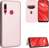 Voor Huawei Honor 10i / 20i Koolstofvezel Textuur Magnetisch Horizontaal Flip TPU + PC + PU lederen tas met kaartsleuf (roze)