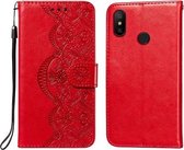 Voor Xiaomi Redmi Note 6 / Note 6 Pro Flower Vine Embossing Pattern Horizontale Flip Leather Case met Card Slot & Holder & Wallet & Lanyard (Red)