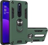 Voor OPPO F11 Pro 2 in 1 Armor Series PC + TPU beschermhoes met ringhouder (donkergroen)