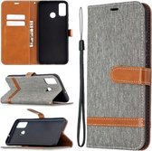 Voor Huawei Honor 9X Lite Kleuraanpassing Denim Textuur Horizontale Flip Leren Case met Houder & Kaartsleuven & Portemonnee & Lanyard (Grijs)