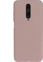 Voor Xiaomi Redmi K30 effen kleur mat TPU telefoonhoes (roze)