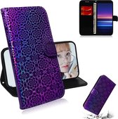 Voor Sony Xperia 20 effen kleur kleurrijke magnetische gesp horizontale flip pu lederen case met houder & kaartsleuven & portemonnee & lanyard (paars)