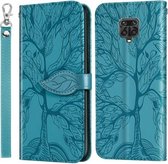 Voor Xiaomi Poco M2 Pro Life of Tree Embossing Pattern Horizontale flip lederen tas met houder & kaartsleuf & portemonnee & fotolijst & lanyard (blauw)