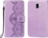 Voor Samsung Galaxy J6 + Flower Vine Embossing Pattern Horizontale Flip Leather Case met Card Slot & Holder & Wallet & Lanyard (Purple)