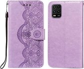 Voor Xiaomi Mi 10 Lite Flower Vine Embossing Pattern Horizontale Flip Leather Case met Card Slot & Holder & Wallet & Lanyard (Purple)