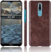 Voor Nokia 2.4 Shockproof Litchi Texture PC + PU Case (Bruin)
