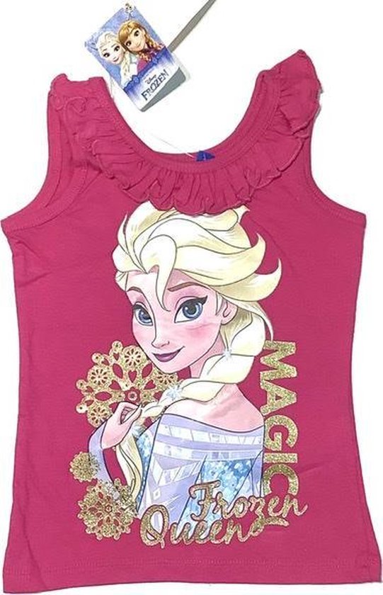 Disney Frozen mouwloos t-shirt - katoen - Fuchsia - maat 116 (6 jaar)