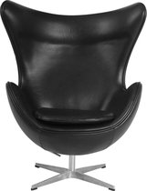 Stoere design egg chair in vintage zwarte wax pu bekleding