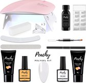 PEACHY ® Paris POLYGEL Kit - Mini UV/Led Lamp - Clear 30gr- Gellak - Nageldroger Nagellak set- Kit Polygel Starterspakket Starterpack Start pakket - Gel Nagellakset- Nagelverlengin