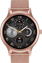 Belesy® GRACEFUL - Smartwatch Dames - Horloge - 1.09 inch - Kleurenscherm - Stappenteller - Bloeddruk - Hartslag - Maak je eigen wijzerplaat – 100+ Wijzerplaten - Staal – Goud