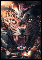 Flower Jaguar A2 botanische jungle dieren poster