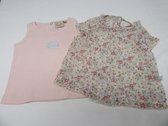 noukie's , meisje, topje rose + blouse gebloemd , zonder mouw , 1 jaar 74
