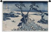 Wandkleed Katsushika Hokusai  - Uitzicht op Mount Fuji - schilderij van Katsushika Hokusai Wandkleed katoen 150x100 cm - Wandtapijt met foto