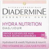 Diadermine - Dagcrème Hydra Nutrition met Pro-Vitamine B5 - Voor Droge en Gevoelige Huid - 3 x 50 ml - Zonder Minerale Olie